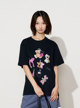 MoodLikeMe25ss 绒毛合作社绒挂件玩偶印花T恤