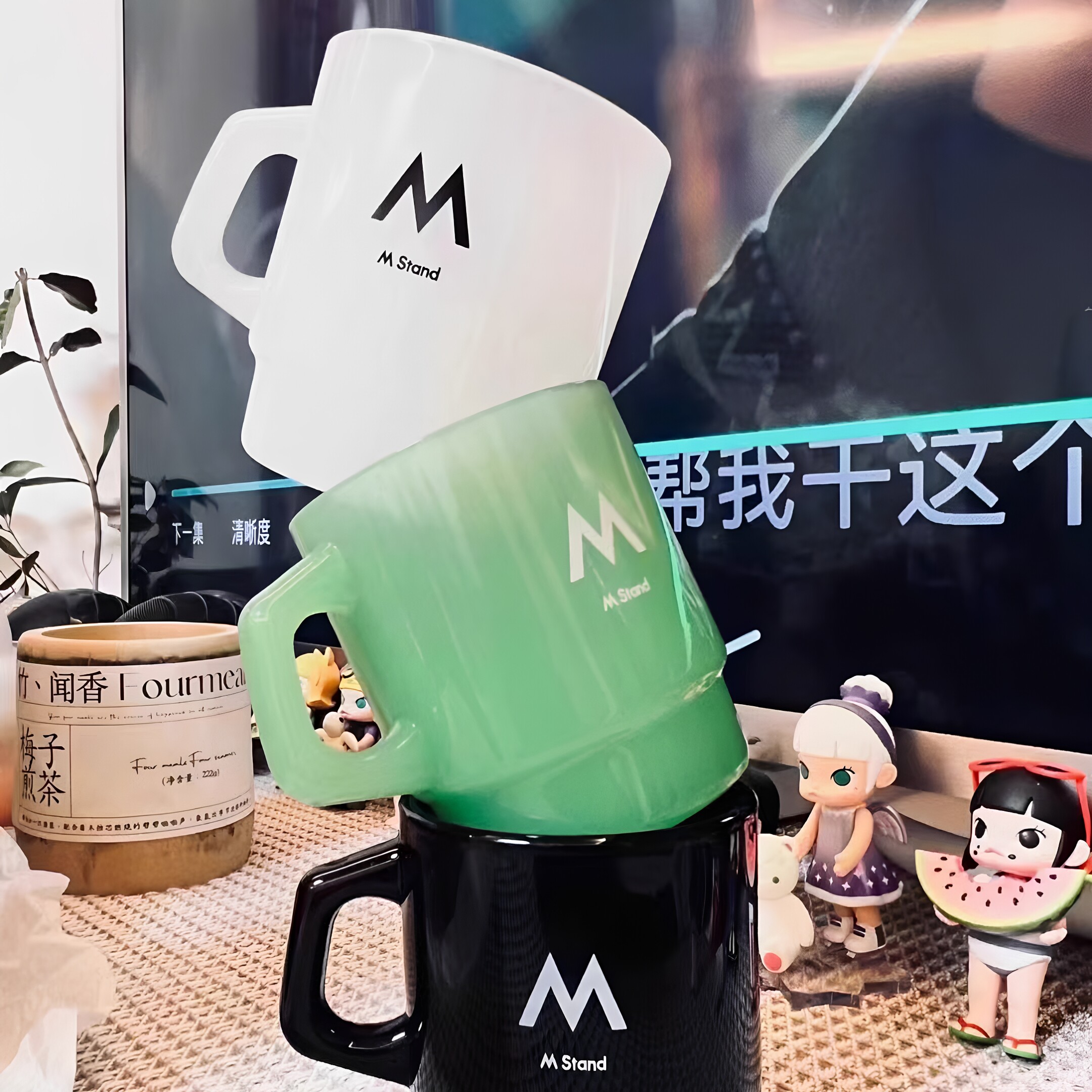创意高颜值白领Mstand玉瓷马克杯M周边水杯随行咖啡杯限时包邮图片