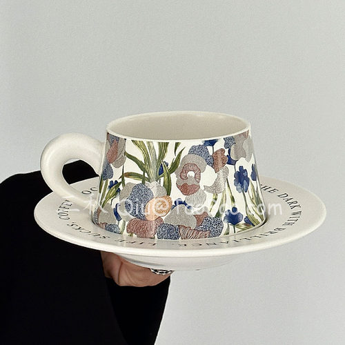 KAFELEX三秋Garden设计师合作款复古鸢尾陶瓷杯碟咖啡杯下午茶