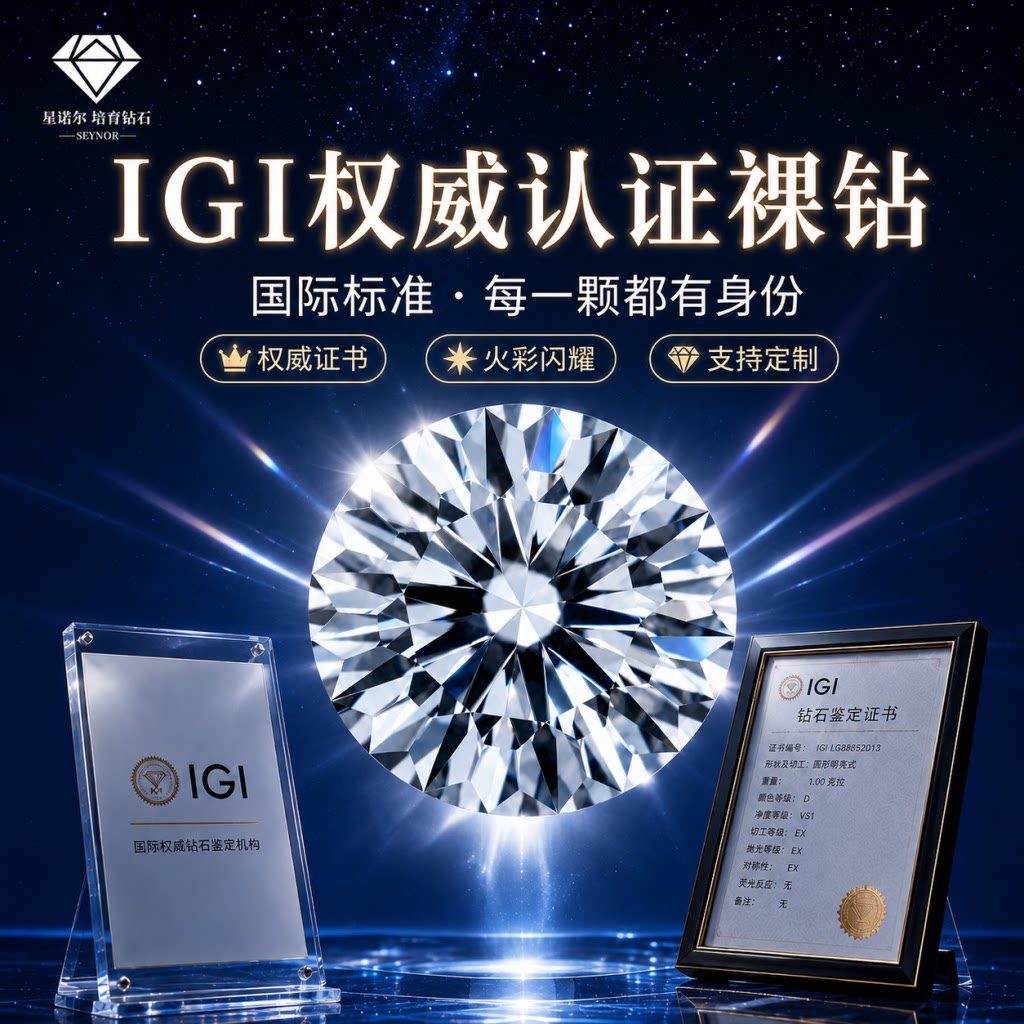 星诺尔IGI培育钻石18K白金定制