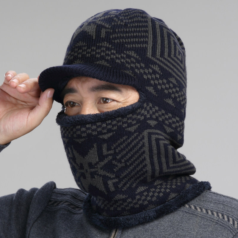 Winter Thickened Knitted Woolen Elderly Hat with Ear Flaps