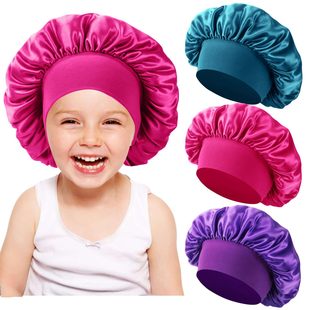 Stretchy Silk-like Satin Sleep Cap Kids  Hair Care Beanie