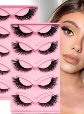 Cat Eye Faux Mink Lashes 5Pairs Fluffy Winged False Eyelashe