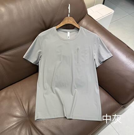 2026新款男士夏季薄款透气抗皱休闲运动冰丝短袖T恤圆领男款