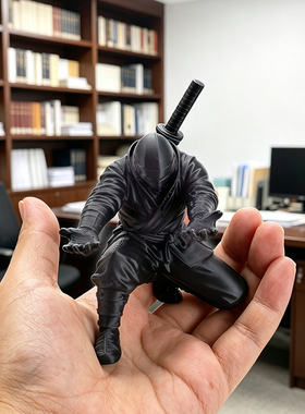 忍者笔架3D打印黑武士手办拓竹料托举摆件创意潮玩桌面装饰笔支架