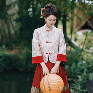 出租满庭芳永遇乐新中式上衣马面裙婚服汉服套装敬酒服订婚礼服