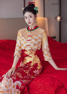 出租旗袍2025年新款敬酒服明星同款嫁衣中式新娘结婚礼服龙凤褂