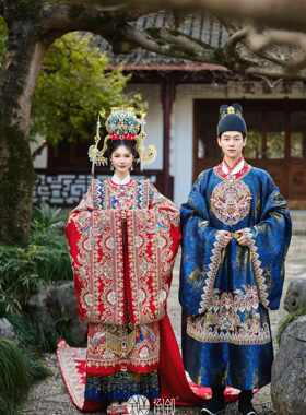 婚礼套装龙袍敬酒服婚服新郎新娘结婚礼服古装