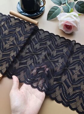 外贸好货 黑色弹力蕾丝花边连衣裙下摆衣服加长花边手工DIY辅料