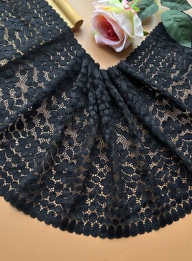 外贸新品 黑色蕾丝花边辅料裙子下摆衣袖边服装布料抹胸DIY面料