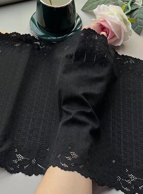 2022新品黑色蓝色花边辅料蕾丝手工diy布料裙摆衣服装饰花边28cm