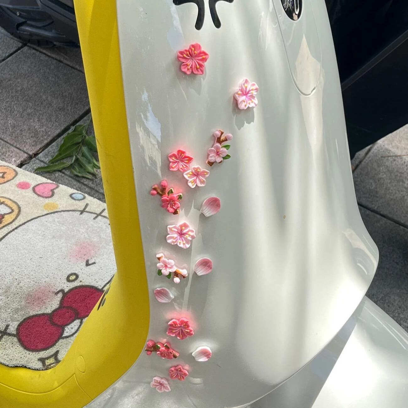 电动车装饰小配件立体桃花树枝贴纸防水3d花朵电车仪表盘摆件