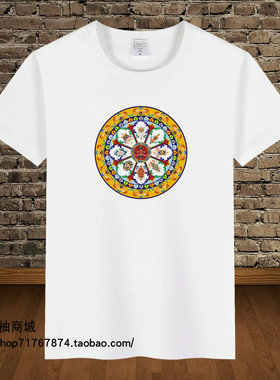 藏文t恤扎西德勒梵文衣服唵西藏族文化六字真言祈祷之手短袖夏t04