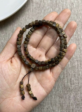 小方糖沉香双圈手串手链叠戴