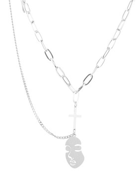 欧美男女冷淡风人脸潮吊坠项链