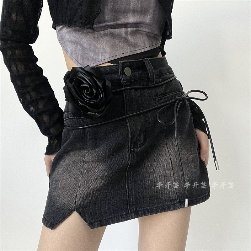 小香风山茶花朵腰带女配裙子衬衫收腰装饰甜美打结皮绳腰绳高级感