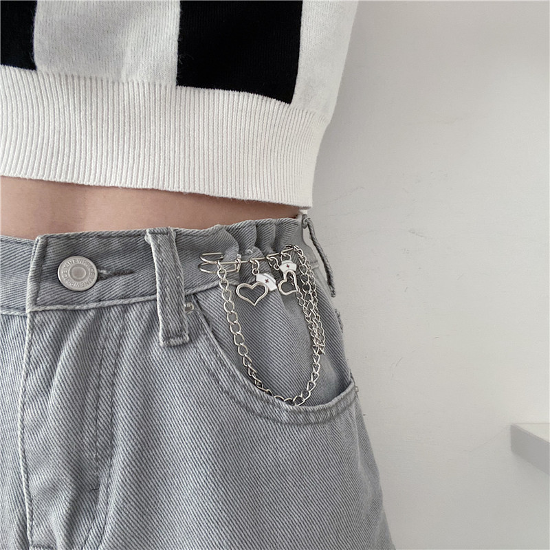 爱心链条别针收腰神器皮带女固定裤子裙子收紧裤腰大改小ins风潮