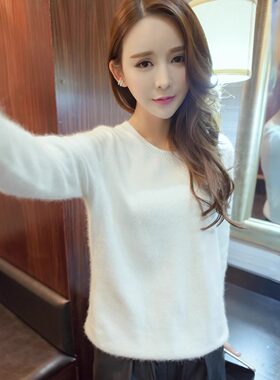 毛衣女套头洋气宽松圆领羊毛衫