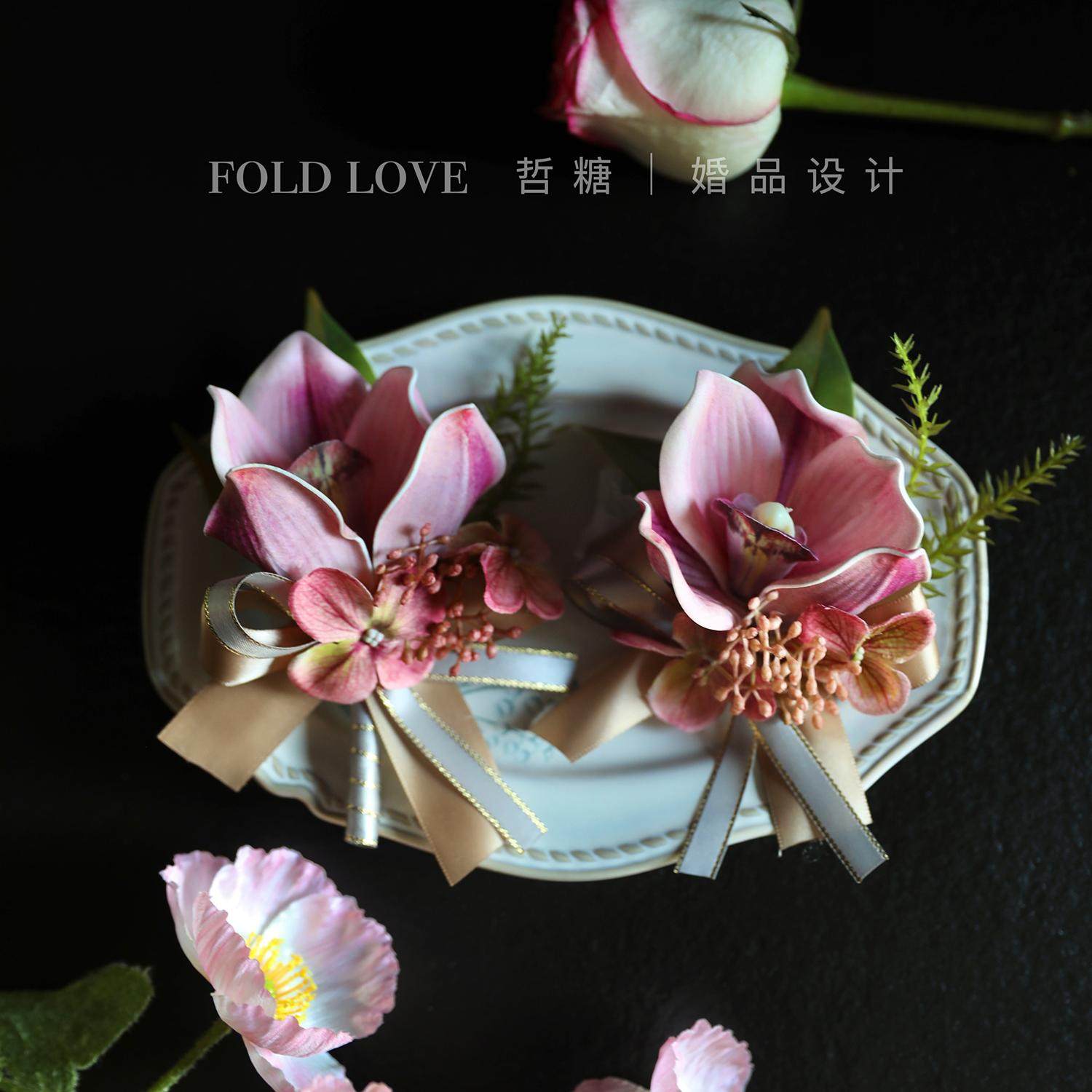 哲糖蕙兰胸花手腕花姐妹团父母伴娘手腕花新郎伴郎胸花婚礼结婚