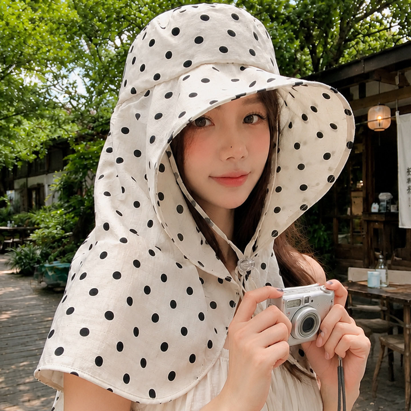 夏季女款波点大檐防晒渔夫帽