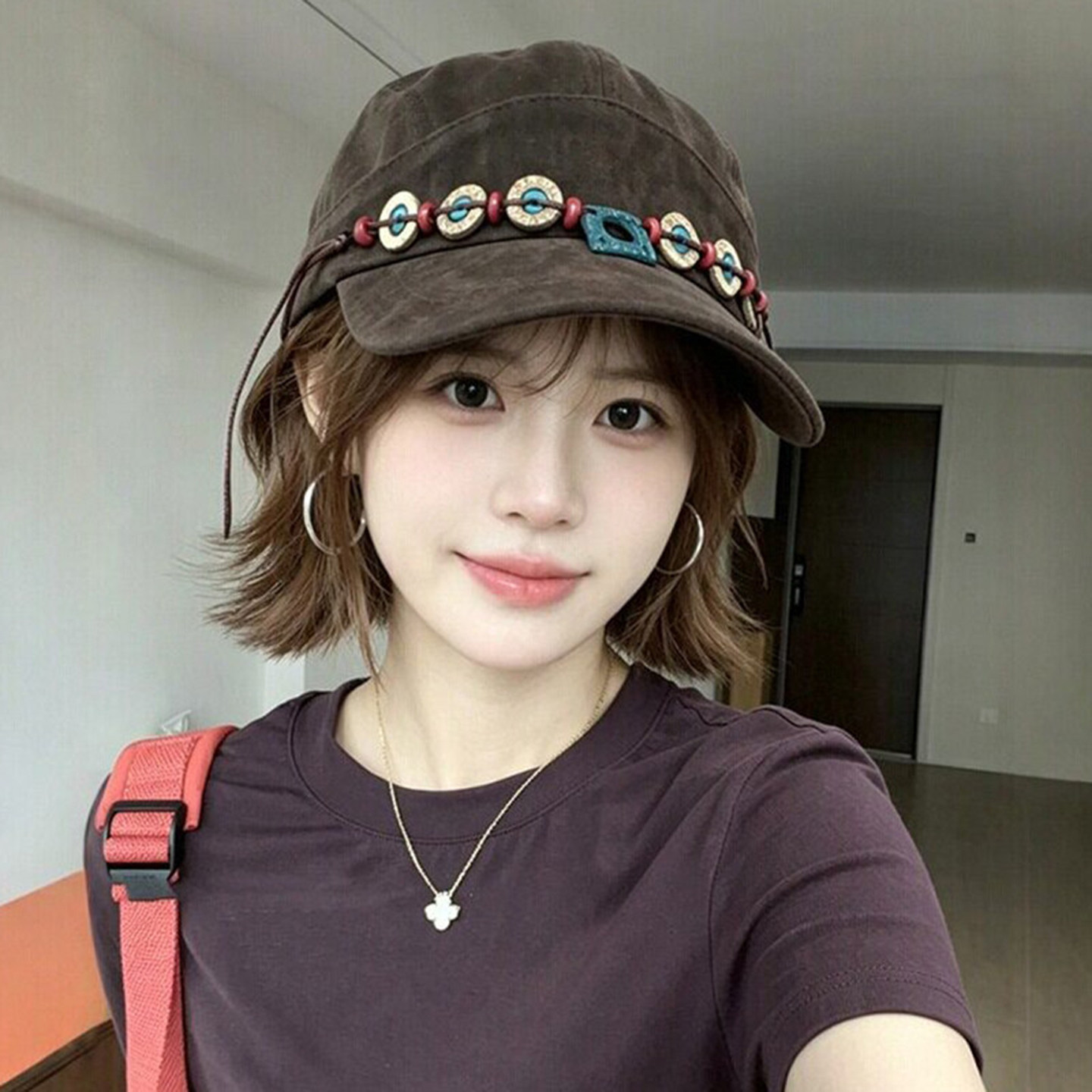 复古民族风串珠显脸小棒球帽女