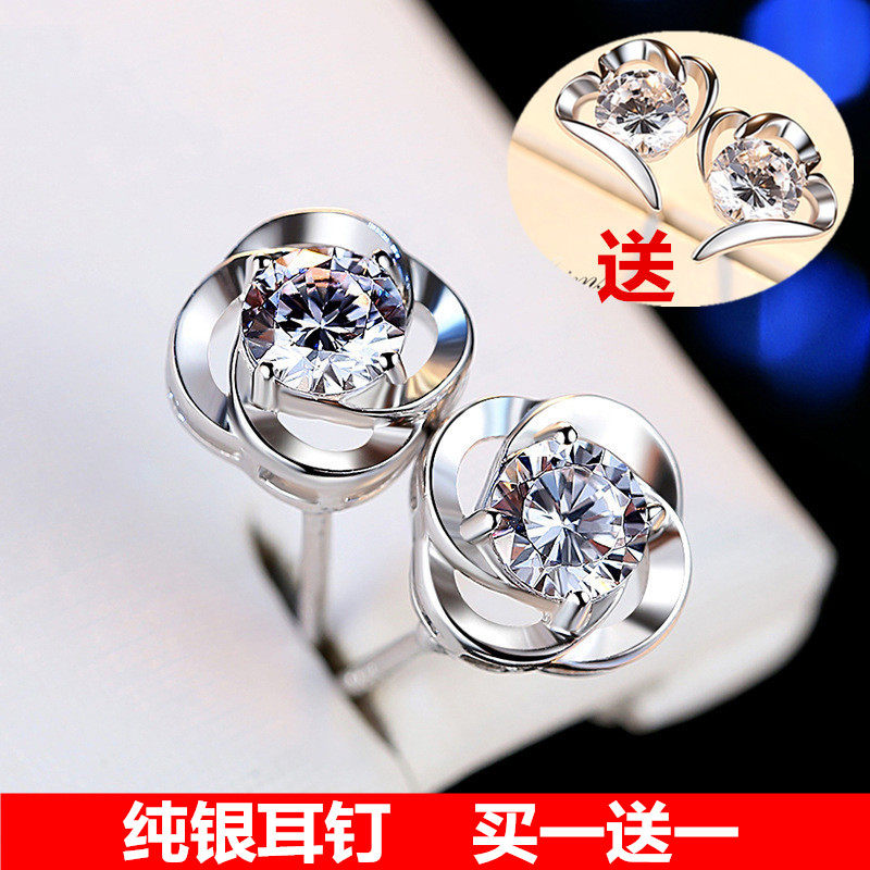 纯银耳钉999银针2026新款女小众设计感气质大气耳饰品精致小巧