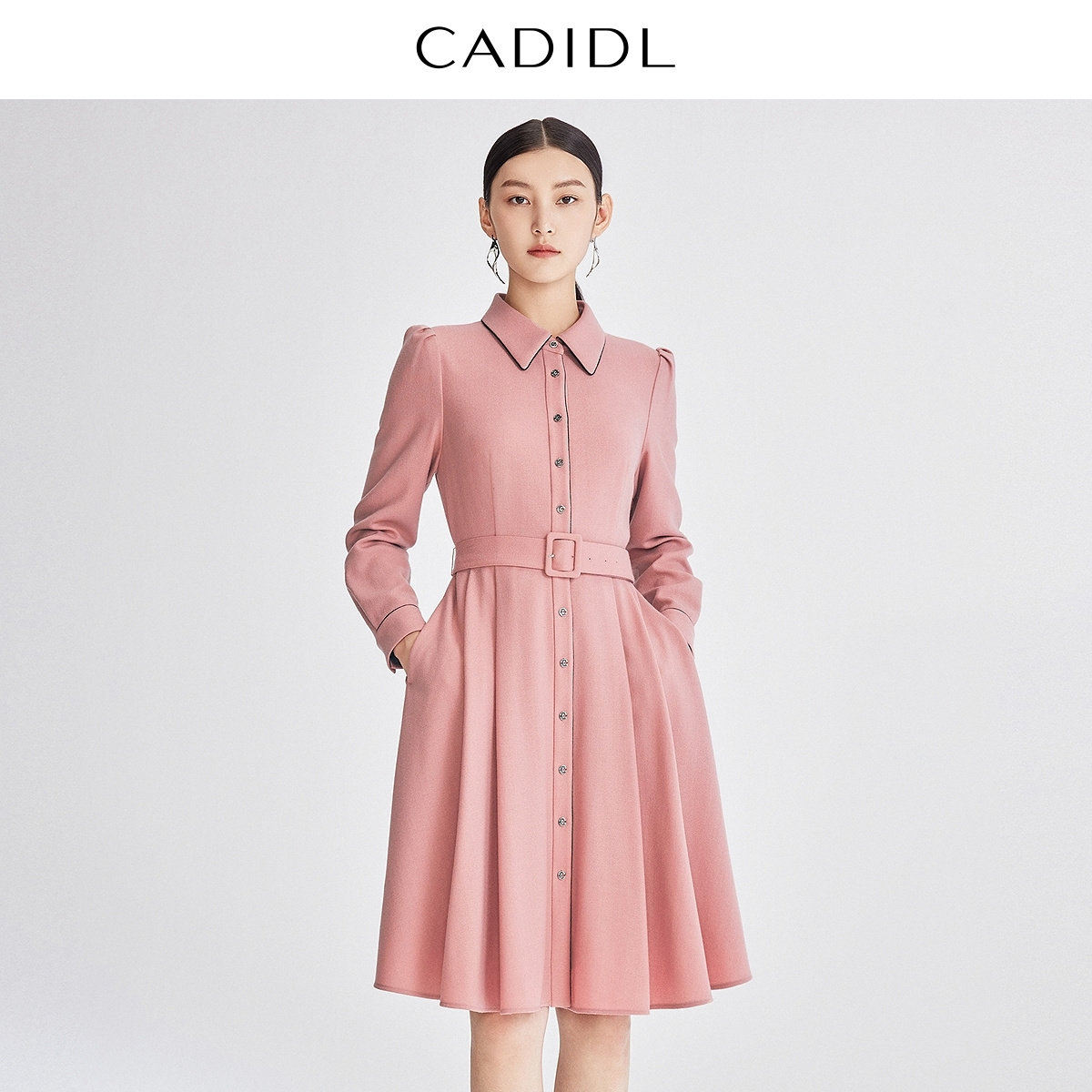 【100绵羊毛】卡迪黛尔秋季商场同款气质百搭中长裙连衣裙女,女装/女士精品,连衣裙,淘宝优惠券,粉丝福利购,淘宝优惠卷