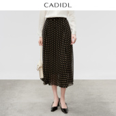 新款 CADIDL卡迪黛尔商场同款 2025秋季 波点印花雪纺A字裙半身裙女