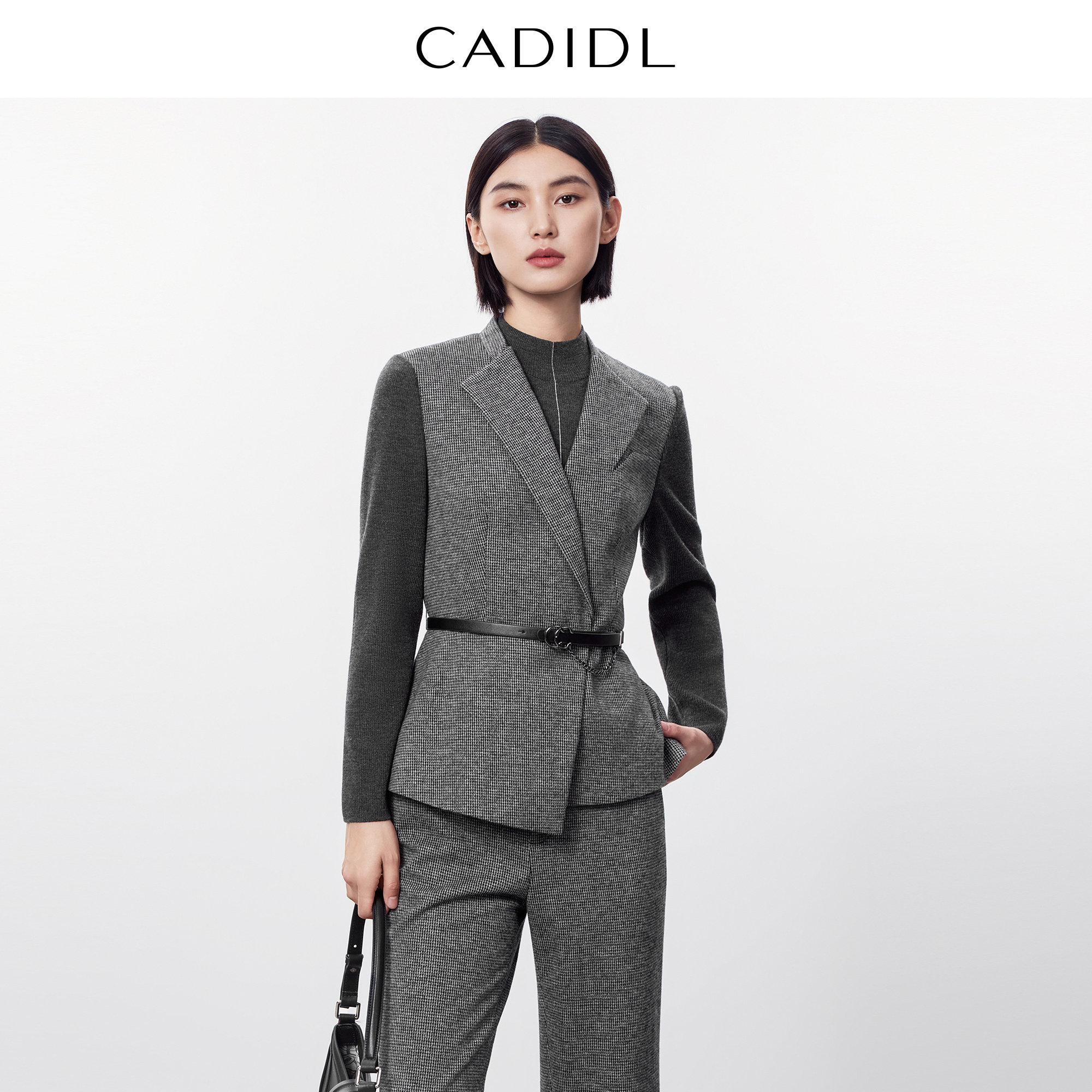 【绵羊毛】卡迪黛尔商场同款高智职场短外套女拼接上衣25冬季新款,女装/女士精品,短外套,淘宝优惠券,粉丝福利购,淘宝优惠卷