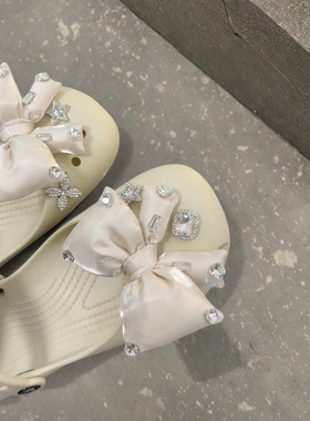 洞洞鞋鞋花芭蕾风新款高级感蝴蝶结重工超仙适配crocs鞋扣diy鞋配