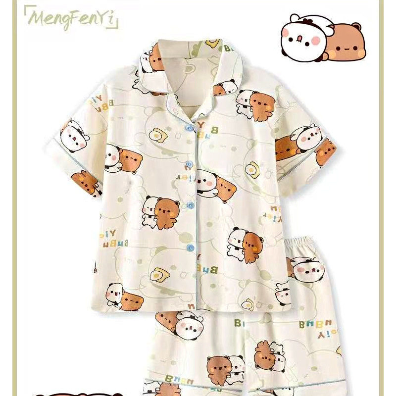 一二布布睡衣可爱女款夏季纯棉短袖短裤长袖款家居服套装学生