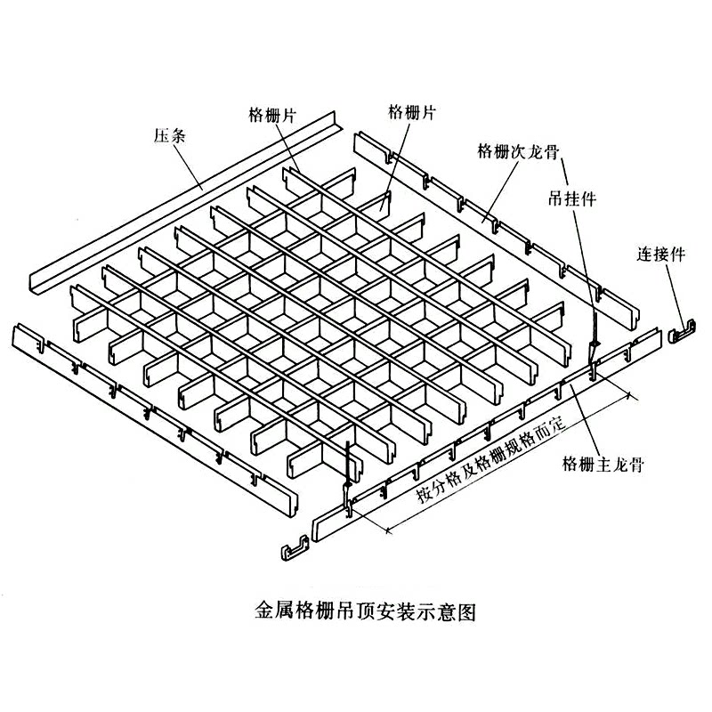 新自装简易木纹铝格栅吊顶材料客厅卧室阳台方格网格葡萄架天花库