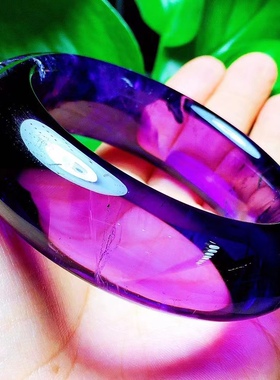 天然紫水晶手镯紫晶加宽手镯（内径：55.5mm）尺寸宽21mm，厚13mm
