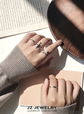 欧美风ins韩国几何珍珠开口戒指