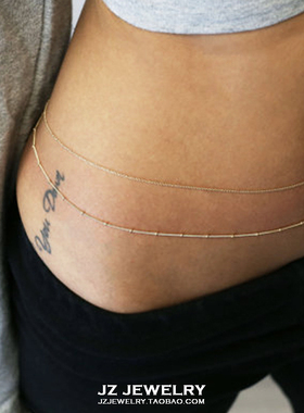 JZ Belly chain 欧美简约身体链女 bikini内搭性感双层不对称腰链