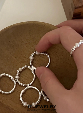 JZ韩系轻奢珍珠戒指女百搭