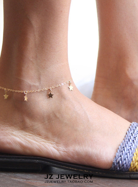JZ Anklet 镀真金欧美简约ins风身体链女 性感bikini内搭腿链脚链