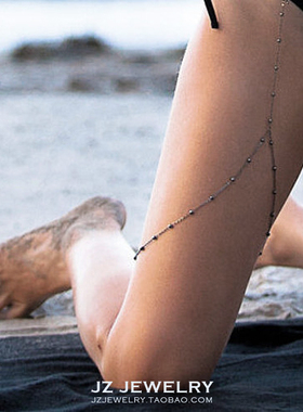 JZ BodyChain欧美简约ins身体链女 14k金性感bikini内搭腿链脚链