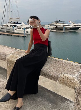 SWHP 【现货】气质文艺四季穿垂顺不易皱半身裙通勤大裙摆长裙