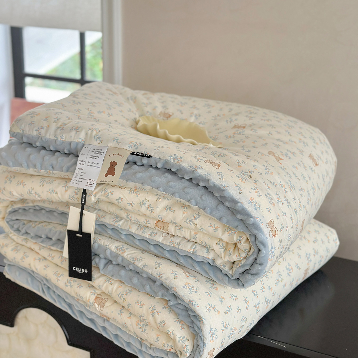 韩国小熊全棉豆豆被加厚可机洗秋冬被双面纯棉床盖春秋被四件套,床上用品,化纤被,淘宝优惠券,粉丝福利购,淘宝优惠卷