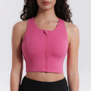 lulu高弹运动内衣固定杯一体式 防震高强度前拉链外穿健身瑜伽文胸
