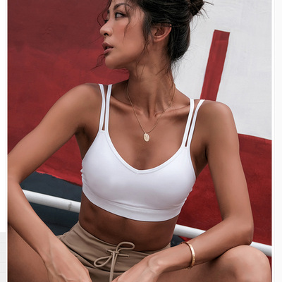 性感瑜伽美背心吊带胸垫运动文胸