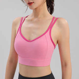 运动内衣女撞色背心固定一体杯多色可选速干暴汗健身跑步瑜伽美背