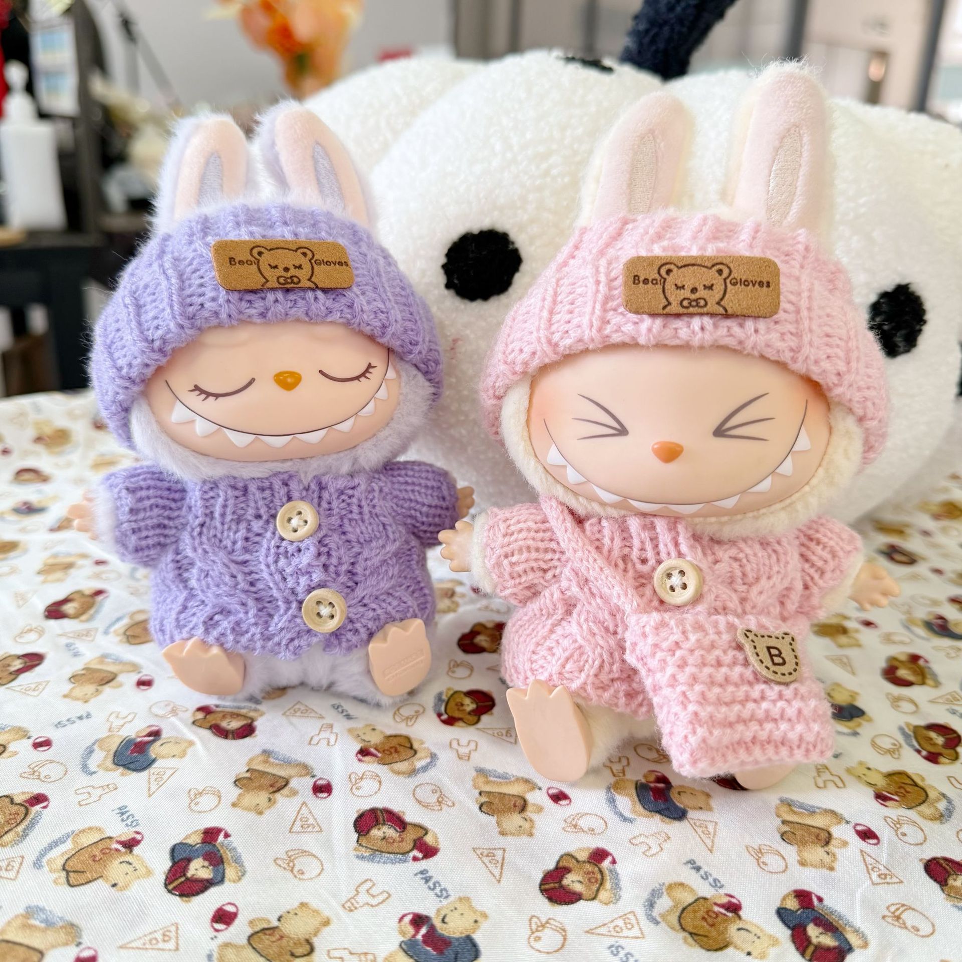 仅衣服】 一二代钥匙扣Labubu衣服挂件拉布布娃衣熊标帽毛衣套装