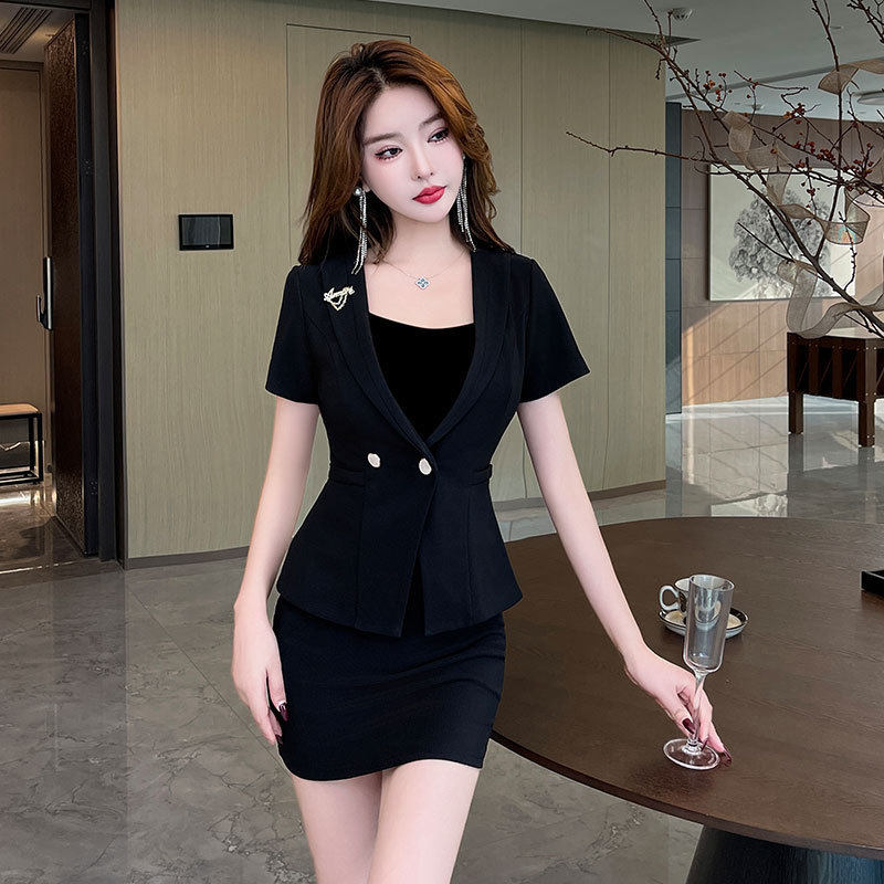 新款足疗店足浴技师服SPA气质工衣套装美容师女工衣短袖裙子