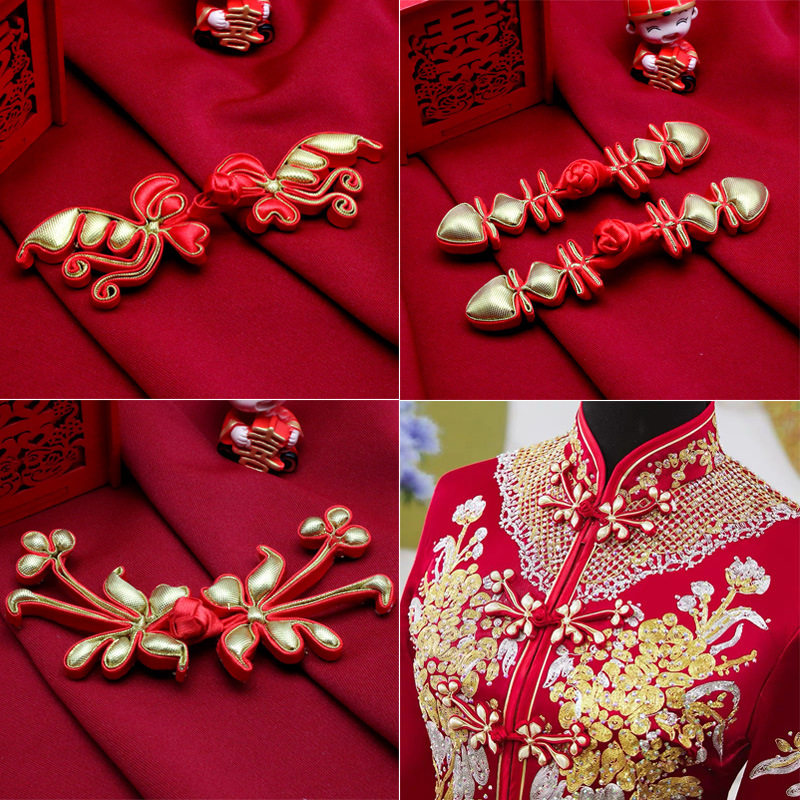 盘扣扣子复古中式礼服婚纱秀禾服手工编织蝴蝶布扣 旗袍盘扣