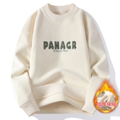 潮牌刺绣男式 颗粒绒上衣 打底衫 双面绒卫衣秋冬季 简约百搭加厚长袖