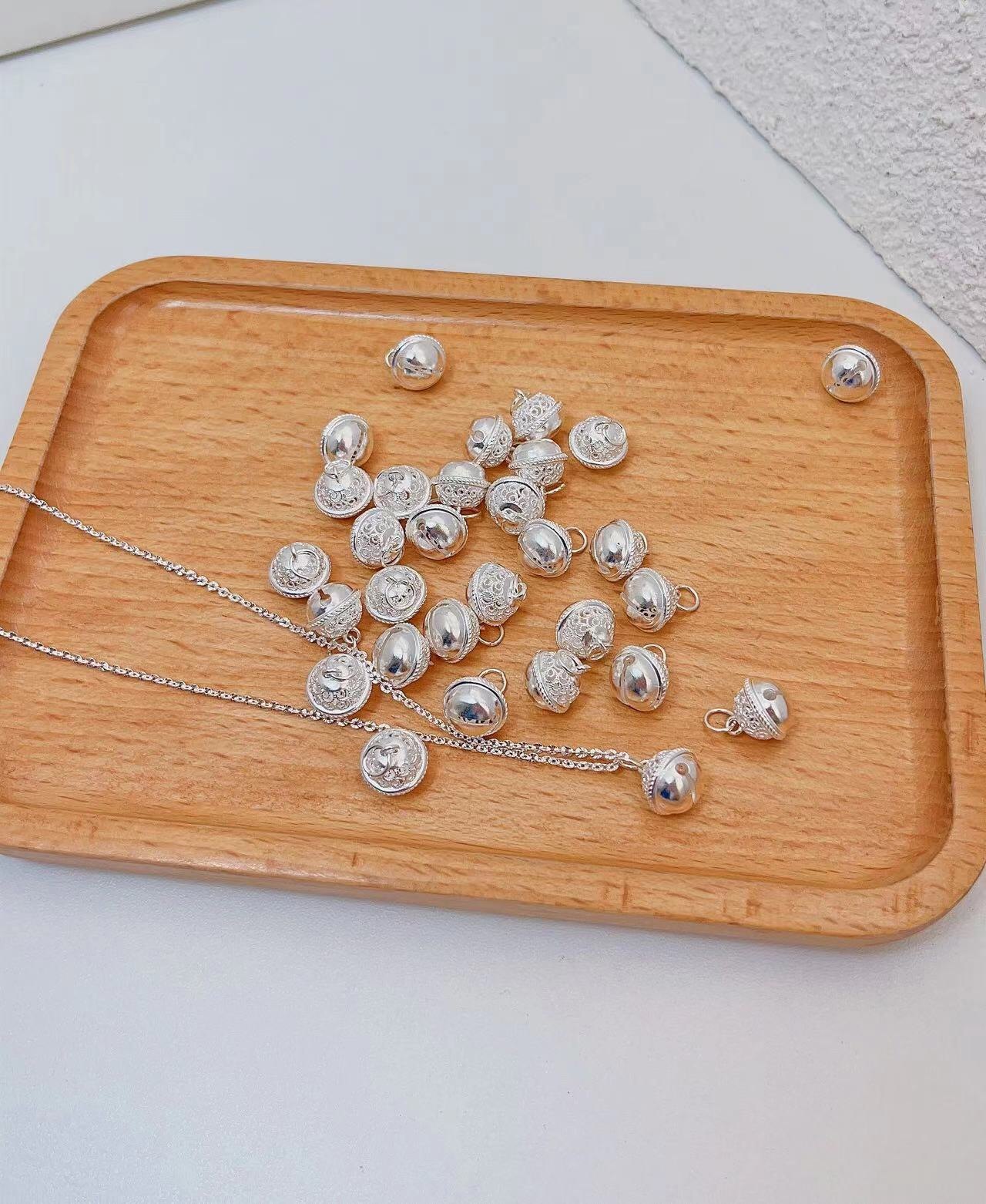 足银990纯银镂空铃铛吊坠女款时尚百搭小坠子项坠足银diy配件挂坠,饰品/流行首饰/时尚饰品新,银饰吊坠,淘宝优惠券,粉丝福利购,淘宝优惠卷