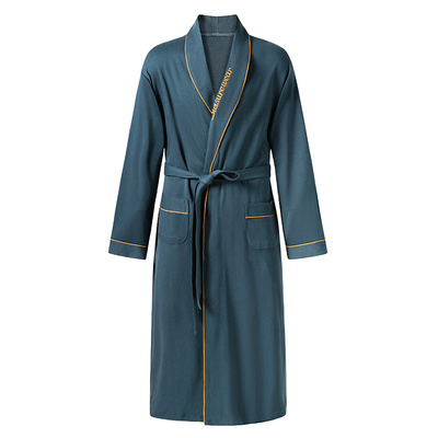 男士睡袍春秋季纯棉长袖2025新款浴袍男款洗澡浴衣秋冬大码家居服