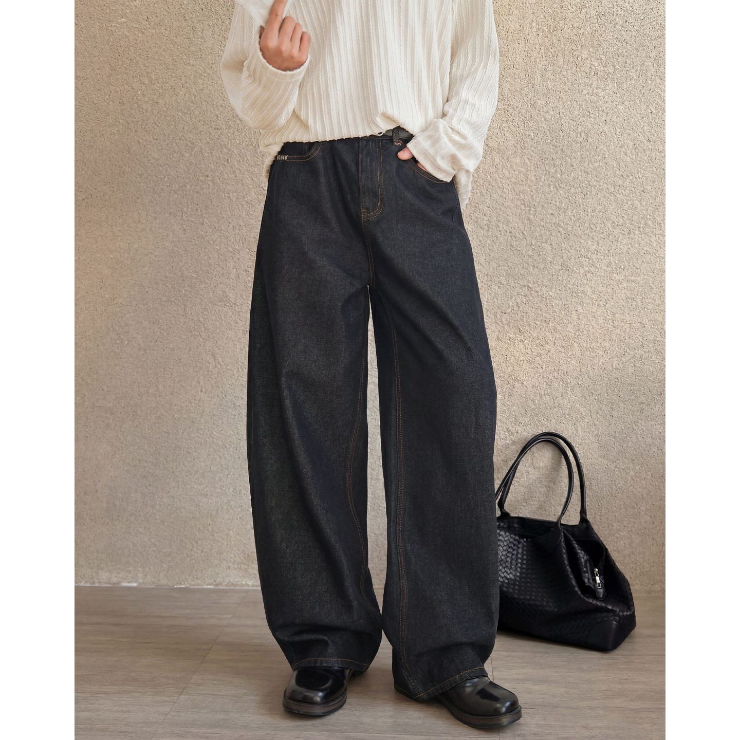 牛仔裤男春款复古明线撞色铆钉宽松直筒休闲长裤ON2582-P54控88，男装牛仔裤，电商A362